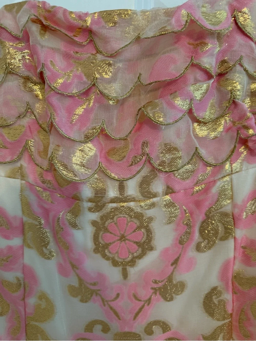 Lilly Pulitzer Pink and Gold Strapless Mini Skirt - Picture 4 of 4